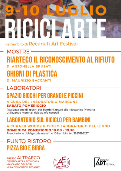 Il programma di Riciclarte del 9 e 10 luglio