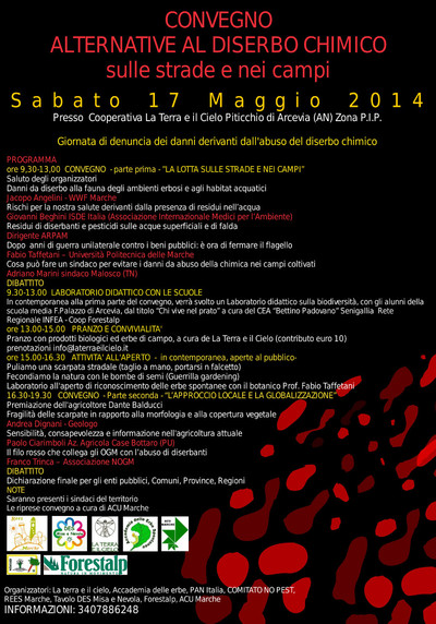 locandina alternative al diserbo 17 Maggio 2014 Arcevia